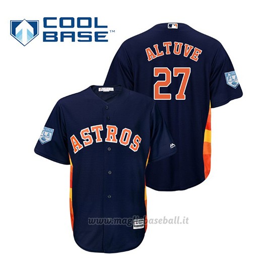 Maglia Baseball Uomo Houston Astros Jose Altuve Cool Base Entrenamiento De Primavera 2019 Blu